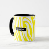 Monogram Geel en Wit Gestreept Zebrapatroon Mok (Voorkant links)