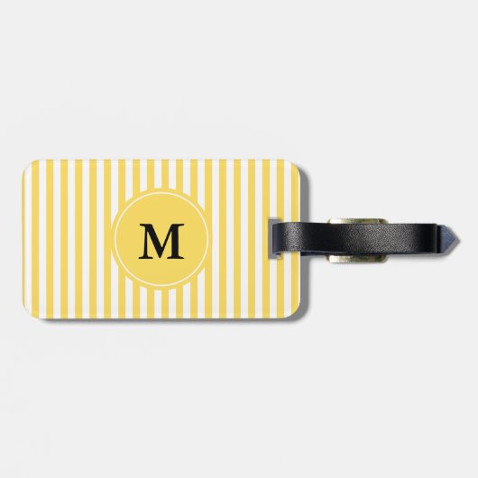 Monogram Geel en Witte Stripes Patroon Bagagelabel (Achterkant horizontaal)