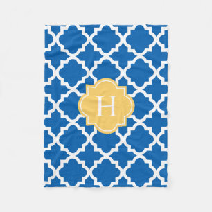 Monogram geel en zeemacht   Fleece Blanket Deken