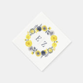 Monogram Geel Grijs Boho Bloemen Krans Bruiloft Servet (Hoek)