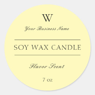 Monogram Geel Kaars Spa Productlabel Ronde Sticker