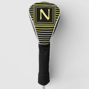 Monogram geel Lijst Letter N Stripes Golfheadcover