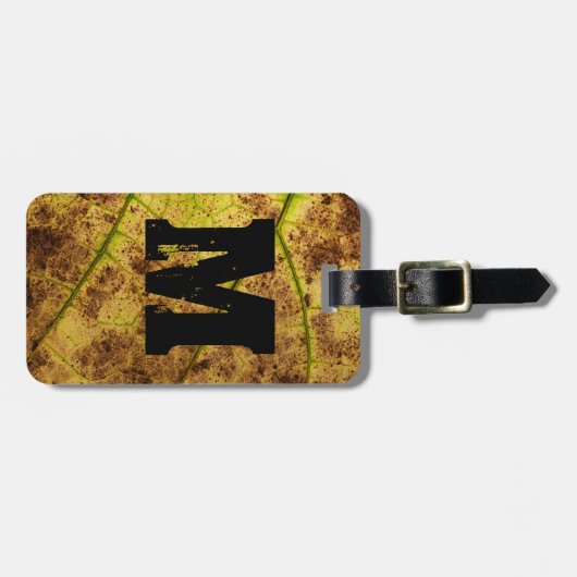 Monogram Geel met aardegeel en bruin Afbeelding Bagagelabel (Voorkant horizontaal)