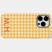 Monogram Geel Sinaasappel Ish Preppy Gingham Plaid Case-Mate iPhone Case (Achterkant (horizontaal))