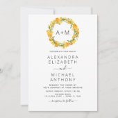 Monogram Geel Sinaasappel Uitnodiging tot bruiloft (Voorkant)