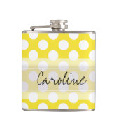 Monogram Geel White Trendy Fun Polka Dot Pattern Heupfles (Voorkant)