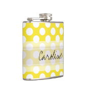 Monogram Geel White Trendy Fun Polka Dot Pattern Heupfles (Rechts)