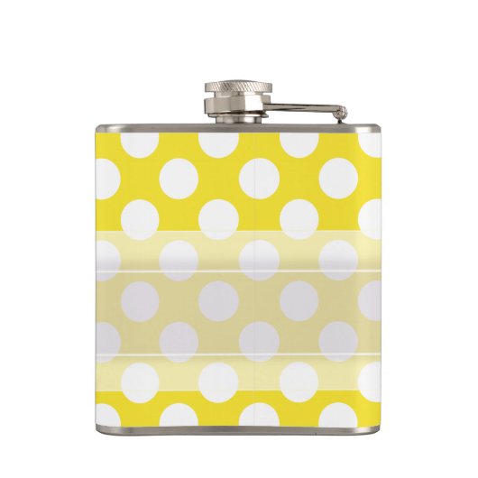 Monogram Geel White Trendy Fun Polka Dot Pattern Heupfles (Achterkant)