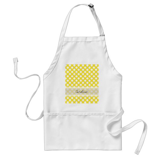 Monogram Geel White Trendy Fun Polka Dot Pattern Standaard Schort (Voorkant)