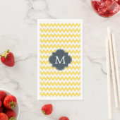 Monogram Geel, wit en houtskool Chevron Servet (Insitu)