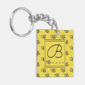Monogram geel zomerbijenpatroon sleutelhanger (Voorkant Links)