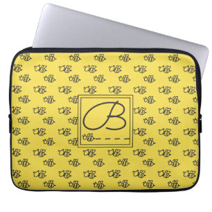 Monogram geel zomerkamer voor bijen laptop sleeve