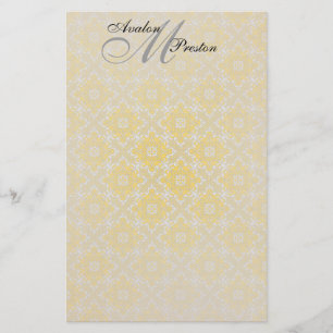 Monogram Geel & Zwart Kant Trouwpapier Briefpapier