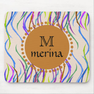 Monogram gekleurde curven Decoratieve Cirkel Muismat