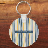 Monogram gekleurde lijnen Moderne Minimale Sleutel Sleutelhanger (Voorkant)