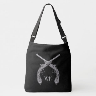 Monogram gekruiste pistolen zwart crossbody tas