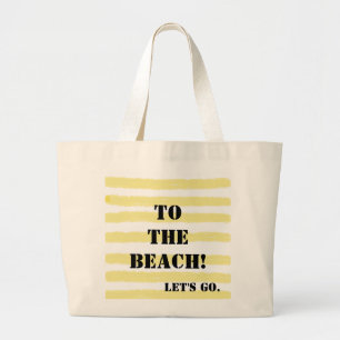 Monogram Gele Blauwe Waterverf Stripes Grote Tote Bag