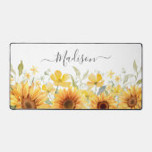 Monogram Gele Bloem Zonnebloem Bloemen Botanisch Bureaumat (Voorkant)