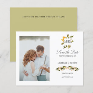 Monogram Gele Floral Foto Weddenschap BEWAART DE D