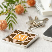 Monogram Gele Giraffe Print Sleutelhanger (Zijkant)