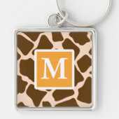 Monogram Gele Giraffe Print Sleutelhanger (Voorkant)