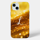 Monogram gele luxe glitter Case-Mate iPhone case (Achterkant)