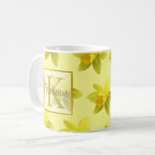 Monogram gele narcissen koffiemok (Voorkant links)