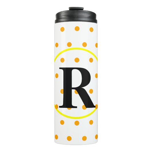 Monogram gele Oranje poka Dots Thermosbeker (Voorkant)
