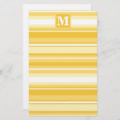 Monogram gele strepen briefpapier (Voorkant / Achterkant)