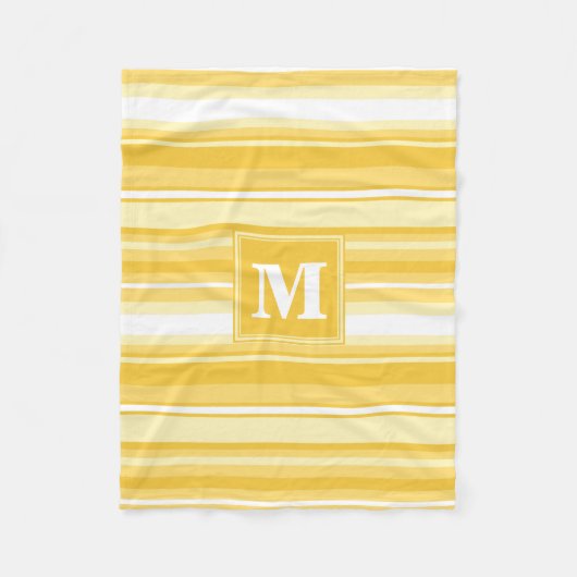 Monogram gele strepen fleece deken (Voorkant)