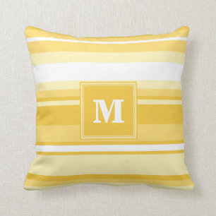 Monogram gele strepen kussen