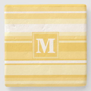 Monogram gele strepen stenen onderzetter