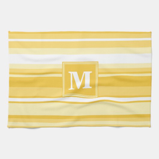 Monogram gele strepen theedoek (Horizontaal)