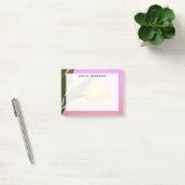 Monogram Gele Tulp, Groene Bladeren, op Roze Post-it® Notes (Kantoor)