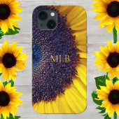 Monogram Gele zonnebloempjes met Initialen Case-Mate iPhone Case