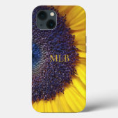 Monogram Gele zonnebloempjes met Initialen Case-Mate iPhone Case (Achterkant)