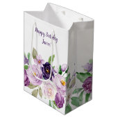 Monogram gemiddelde Paarse en lavender Rozen Medium Cadeauzakje (Voorkant Gekanteld)