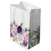 Monogram gemiddelde Paarse en lavender Rozen Medium Cadeauzakje (Achterkant Gekanteld)