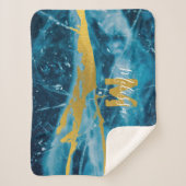 Monogram Geode Agate Gemstone Blue en Gold Sherpa Deken (Voorkant)