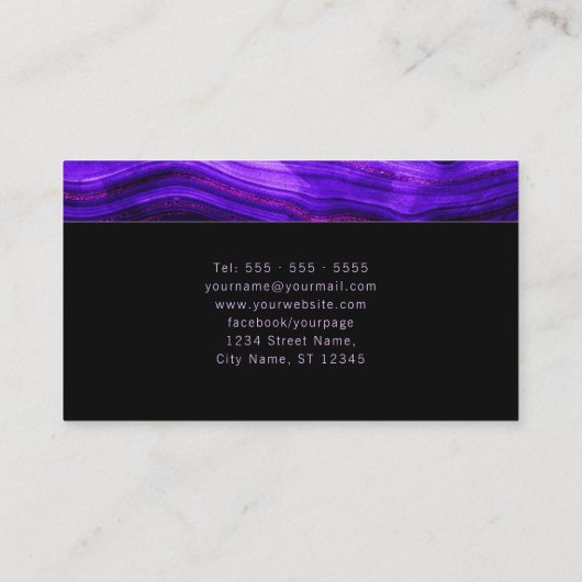 Monogram Geode Paars Abstract Modern Visitekaartje (Achterkant)