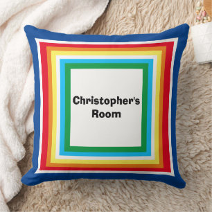 Monogram Geometrisch Blauw Oranje Geel Kussen