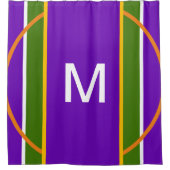Monogram geometrisch helder Paars geel Douchegordijn (Voorkant)