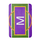 Monogram geometrisch helder Paars geel Sinaasappel Badmat (Voorkant Verticaal)