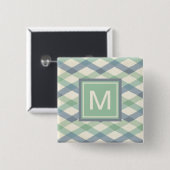 Monogram | Geometrisch pasteipatroon Vierkante Button 5,1 Cm (Voorkant /achterkant)