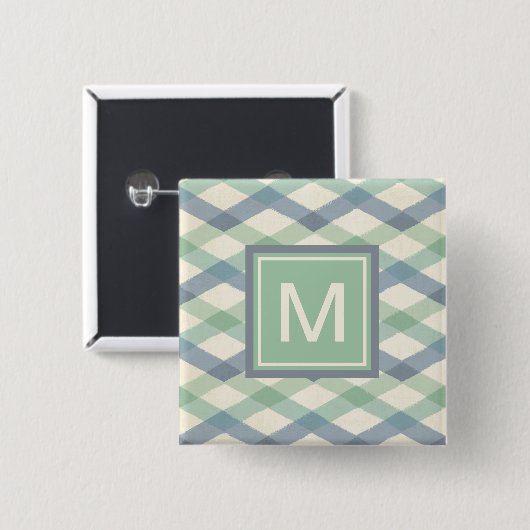 Monogram | Geometrisch pasteipatroon Vierkante Button 5,1 Cm (Voorkant /achterkant)