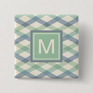 Monogram Geometrisch pasteipatroon Vierkante Button 5,1 Cm