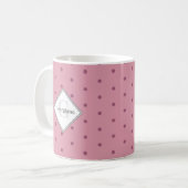 Monogram Geometrische Dusky Roos Rode Polka stippe Koffiemok (Voorkant links)