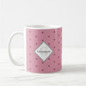 Monogram Geometrische Dusky Roos Rode Polka stippe Koffiemok (Links)
