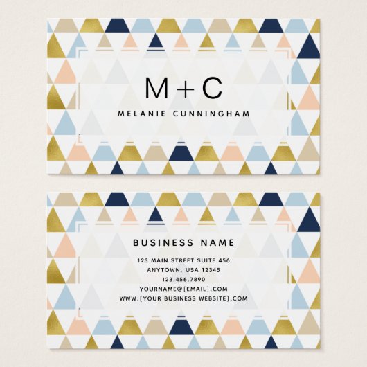 Monogram Geometrische Visitekaartjes (Voorkant /achterkant)