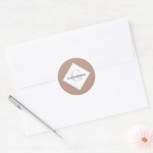 Monogram geometrische warme neutrale beige polka p ronde sticker